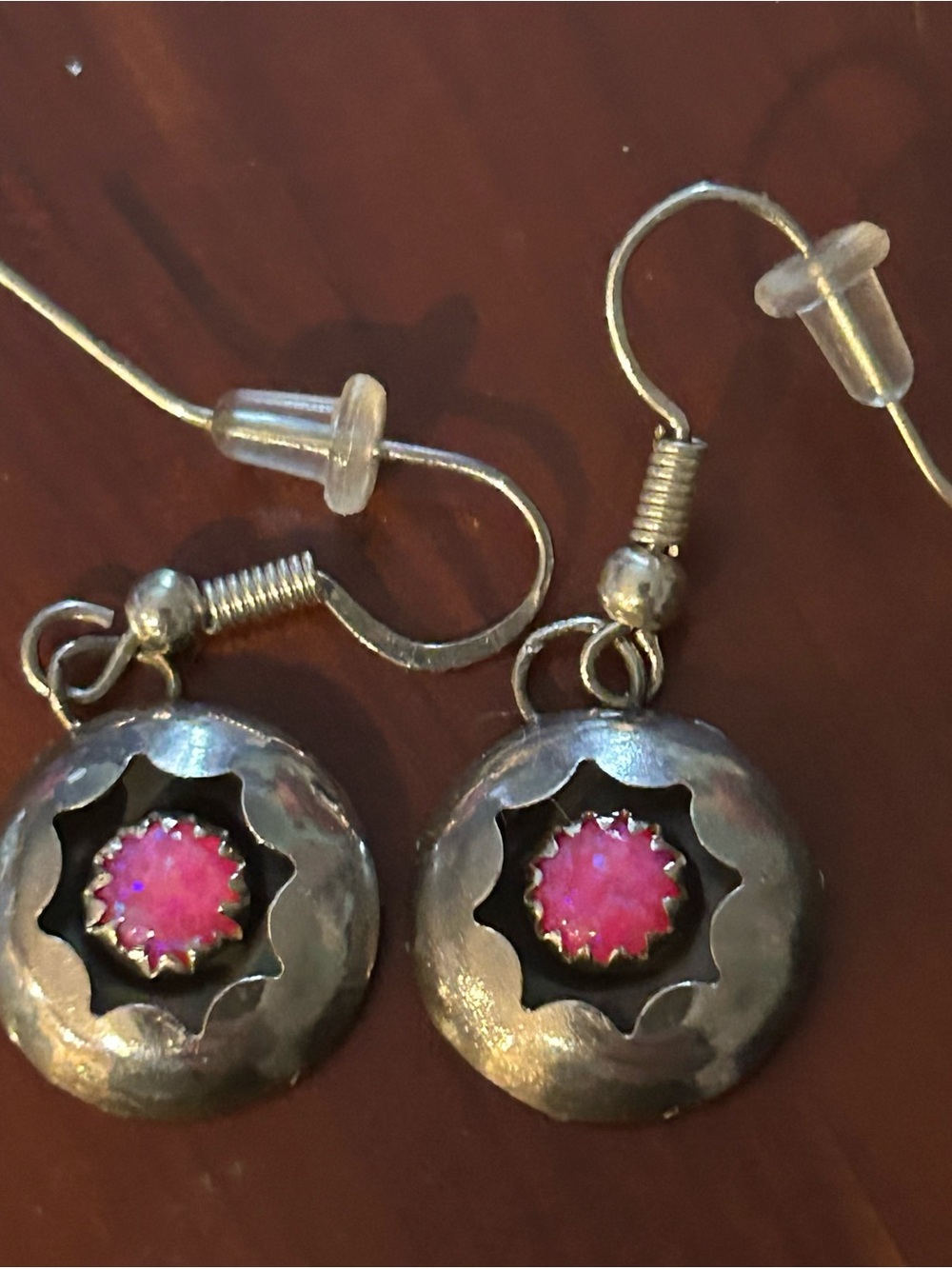Pink Opal Shadow box Dangle Earrings